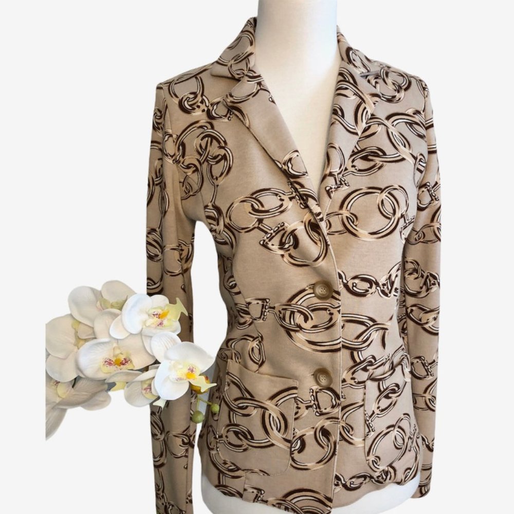 Altea Made in Italy, Tan Chain Print Blazer Sz 40